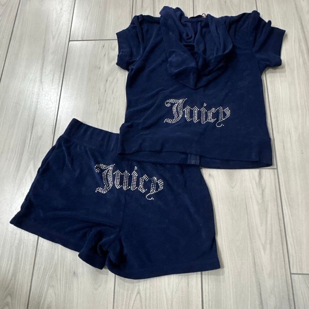 NWT Juicy Couture short-sleeve hoodie and shorts tracksuit set in Atlantis‎ dark
